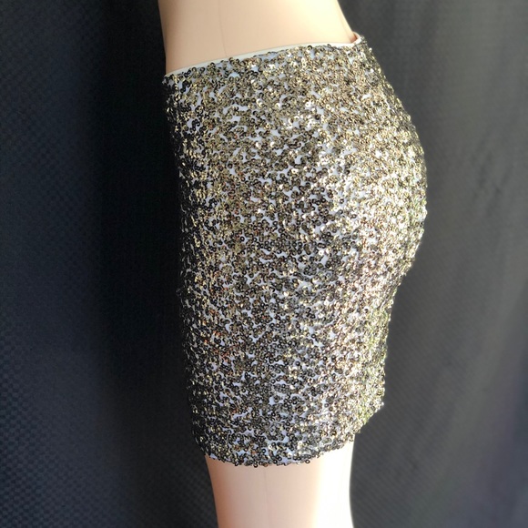 Decree Sequin mini Skirt size Medium silver - Picture 5 of 7